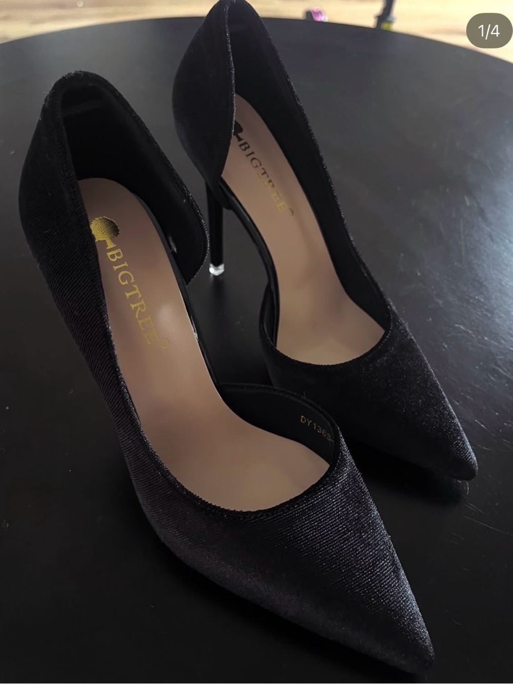 Black Pointed-Toe Velvet Stiletto Pumps